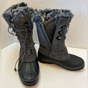 Lands End Squall insulated winter boots w/gray faux fur Thermolite Sz-9-1/2B.  H